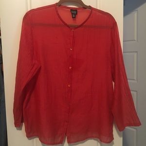 Eileen Fisher sheer button down blouse